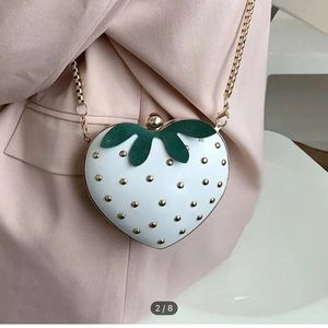 Mini Studded Decor Strawberry Design Novelty Bag Beige